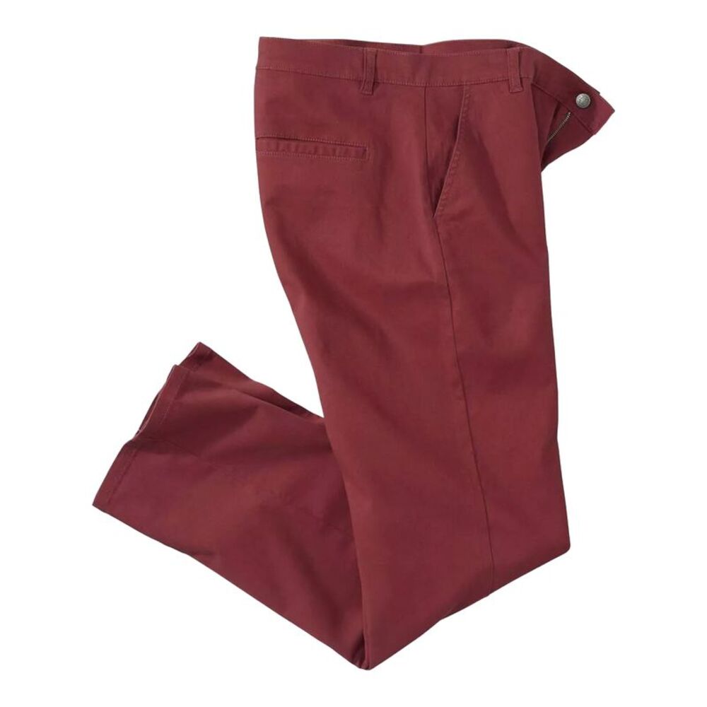 Atlas For Men Mens Twill Plain Stretch Chinos / Brick Red
